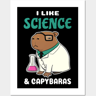 I Like Science and Capybaras Cartoon Posters and Art